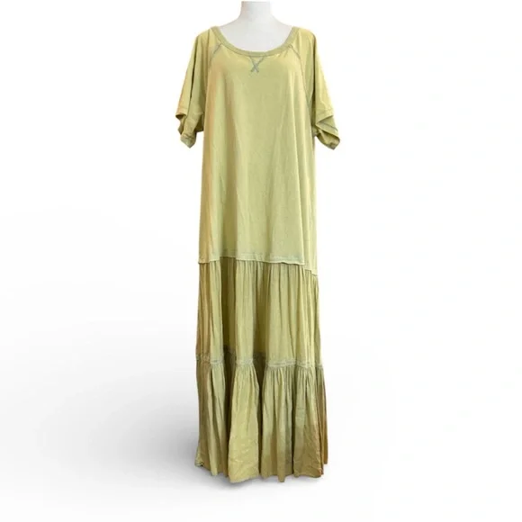 FREE PEOPLE oversized lightly tie dye boho maxi dress, size L, but can fit 1X - Picture 2 of 13